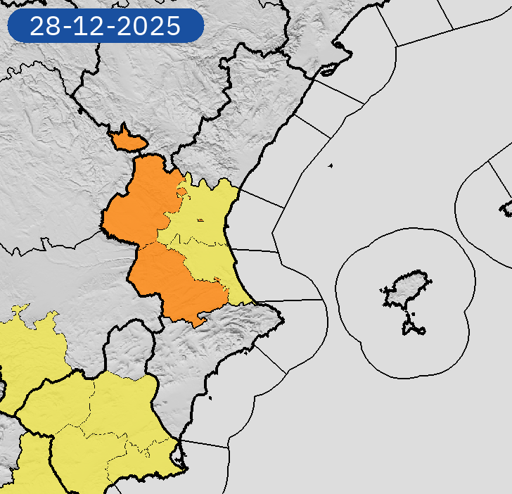 27/12 14:42 AVISOS HOY Y MAÑANA | Comunitat Valenciana: lluvias y tormentas. Nivel máximo de aviso: naranja.
Actualizaciones en aemet.es/es/eltiempo/pr…