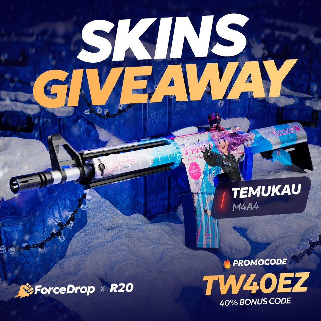 CS2 SKIN GIVEAWAY - M4 TEMUKAU

Want to win this skin?
✅ Follow <a href="/fd_case/">ForceDrop</a> &amp; <a href="/R20_cs/">R20</a>
✅ RT + Like this tweet
✅ Tag 2 friends

⏳ Results on 01/05/26!

Use code TW40EZ and get a 40% deposit bonus.