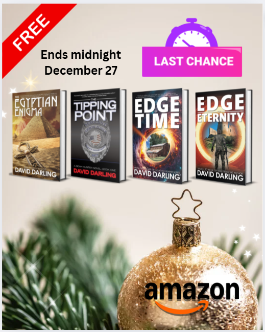 DavidDarlingCA's tweet image. The offer ends tonight on December 27. 

Thank you to those that made my novels hit #1 in the @AmazonKindle Store world wide! Enjoy!😊

t.ly/ajG_t

#Freedownload #timetravel #policethriller #actionadventure #Amazon #kindle #stuffyourKindle #freebooks #amwriting