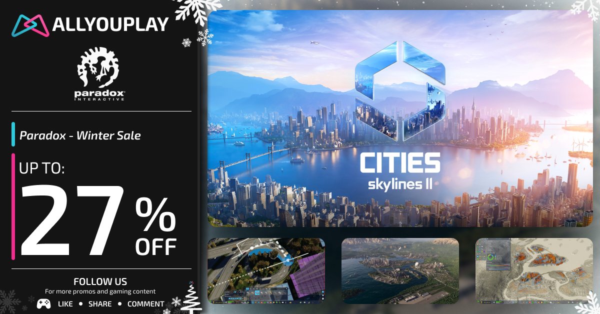 ALLYOUPLAY's tweet image. Build the city of your dreams — winter style.
Cities: Skylines II is calling all architects. Control the flow, the design, and the chaos of your very own metropolis.

🏙️ Cities Skylines II — 36.29€ / 29.55£ / 39.99$

Design. Expand. Dominate. This winter, you’re in charge.

❄️…