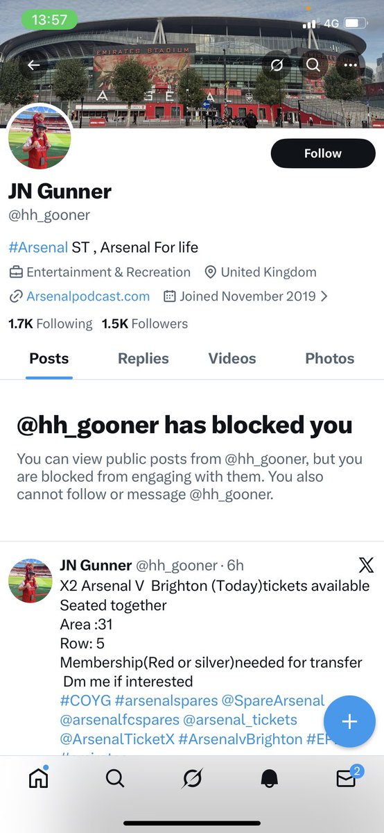 beciwood's tweet photo. Avoid like a barge pole if you want tickets  @hh_gooner is a fraud and a nasty piece of work https://t.co/sEouvLojqf