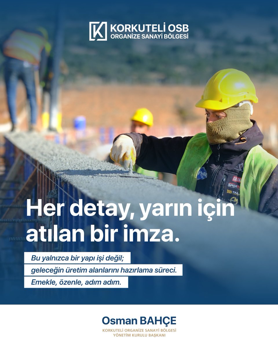 Her detay, yarının üretimi için atılan bilinçli bir adımdır.
Korkuteli OSB’de sahada yürütülen her çalışma; planlı, özenli ve kalıcı bir altyapının parçası olarak geleceğin sanayi alanlarını şekillendiriyor.
Emekle, dikkatle, adım adım.

📍 Korkuteli Organize Sanayi Bölgesi