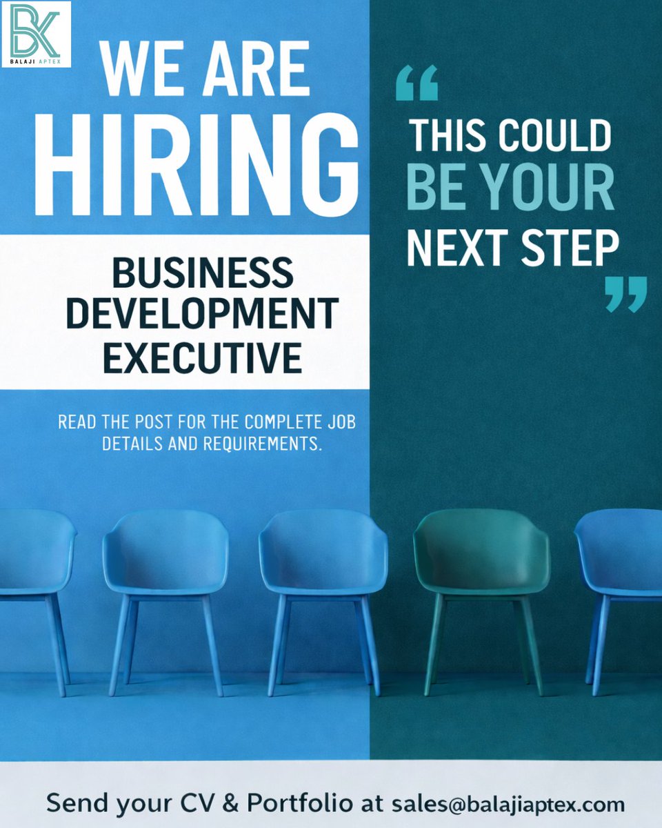 BalajiAptex's tweet photo. We’re expanding our team with driven professionals ready to shape the future. This could be your next career move.
DM
https://t.co/tMdKAQKwxZ
sales@balajiaptex.com
9109891165/9753423618

#threadsoftrust #clothing #manufacturing #garments #textiles #WeAreHiring #CareerOpportunity https://t.co/3VCJBJoywM