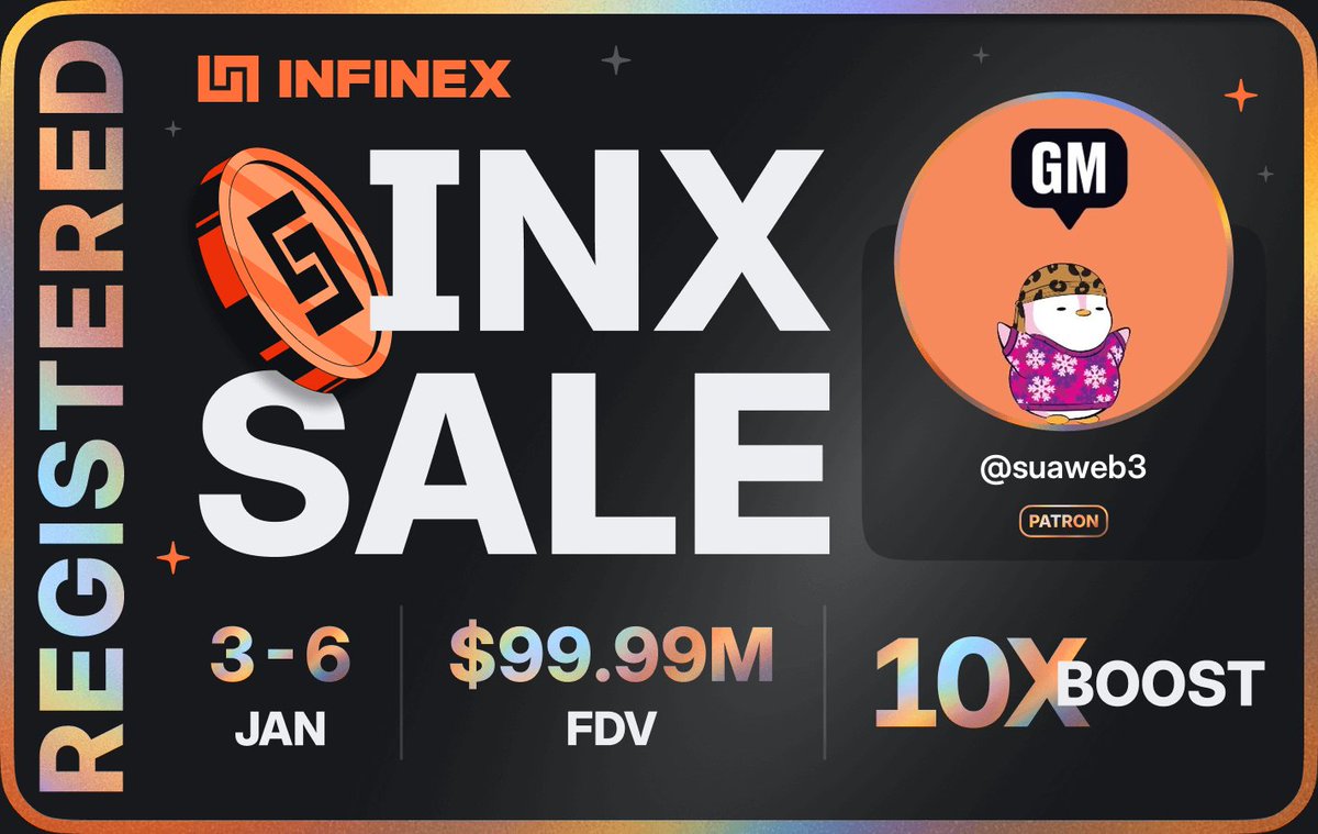 I'm registered for the <a href="/infinex/">Infinex</a> sale - $99.99M FDV, 3-6 Jan 2026