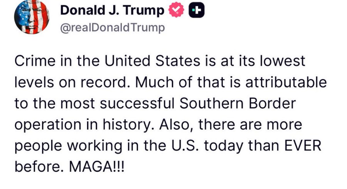 GuntherEagleman's tweet photo. 🚨 “Crime in the United States is at its lowest levels on record”

I voted for law and order! https://t.co/eMOD3ssWpb