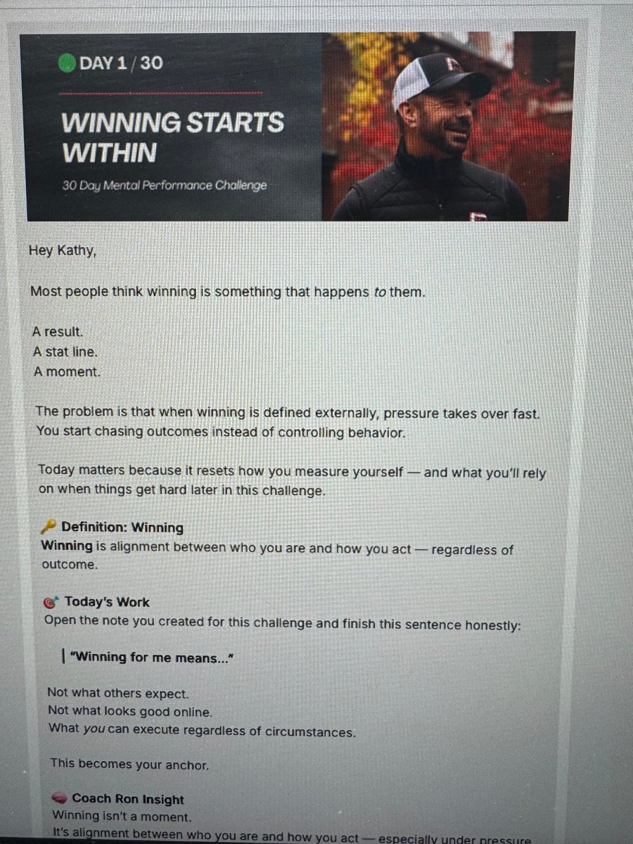 coachronmpm's tweet image. 🔍 𝐒𝐏𝐎𝐓𝐋𝐈𝐆𝐇𝐓 𝐒𝐀𝐓𝐔𝐑𝐃𝐀𝐘

A lot has been happening behind the scenes.
January ➡️ 30-day challenge, a new book, an online course, and a new newsletter — all built around clarity, discipline + mental performance.

More soon.

#SpotlightSaturday #WinningStartsWithin