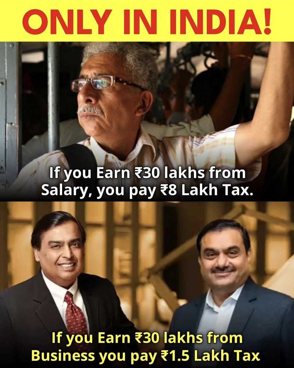 joy95952945's tweet photo. #AbolishIncomeTax 
Income tax is injustice in India..
Only middle class income tax payers carrying burden of making politicians Billionaires..
Stop #TaxTerrorism https://t.co/M4vjo4lAD7