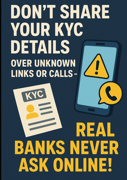 sphaveri's tweet image. "Protect your KYC, protect your money." "KYC is for banks, not for fraudsters – verify before you comply."#Haveripolice #KYCfrauds #Beaware