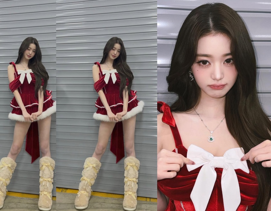 超ミニのサンタ服を着たIVEウォニョン、ツリーのネックレスがポイント