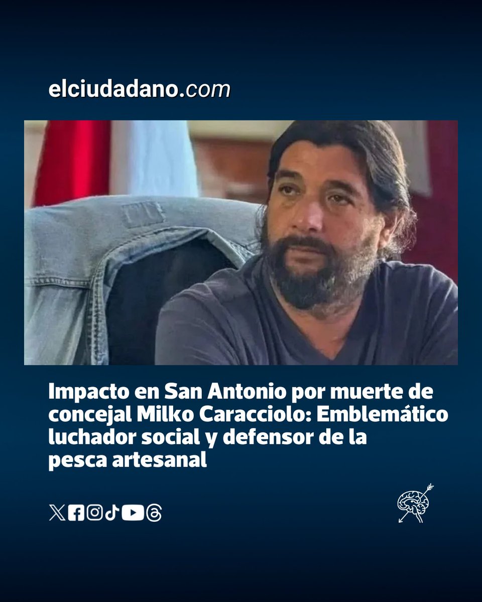 San Antonio decreta duelo comunal por el fallecimiento del concejal Milko Caracciolo (45 años), ocurrido mientras pescaba en Pichilemu. Diversas autoridades y organizaciones sociales lamentan su muerte, destacando su legado como luchador social y defensor de la pesca artesanal,