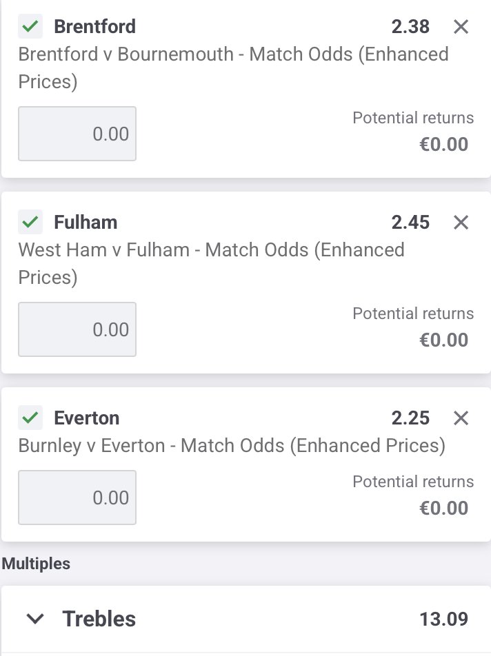 🏴󠁧󠁢󠁥󠁮󠁧󠁿 Treble Boxing Day 

🥊 Brentford, Fulham &amp; Everton Win @ 13
