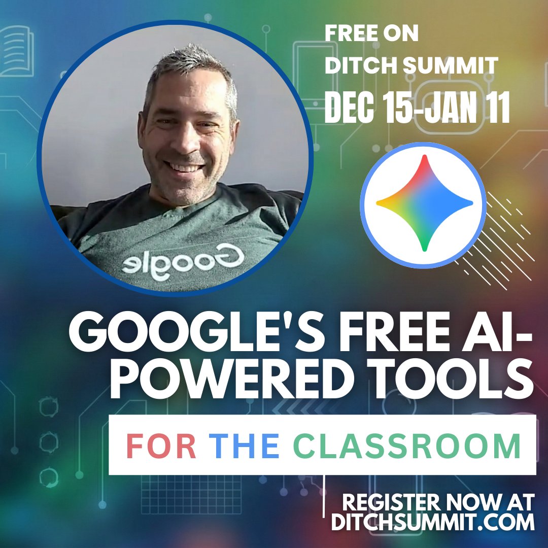 Bring the power of AI to your classroom... for FREE! 🤖🧠

Artificial Intelligence is changing the game, and Google has the tools to help you stay ahead. Join us for a must-watch session on Google's Free AI-Powered Tools for the Classroom. Discover how to leverage this technology