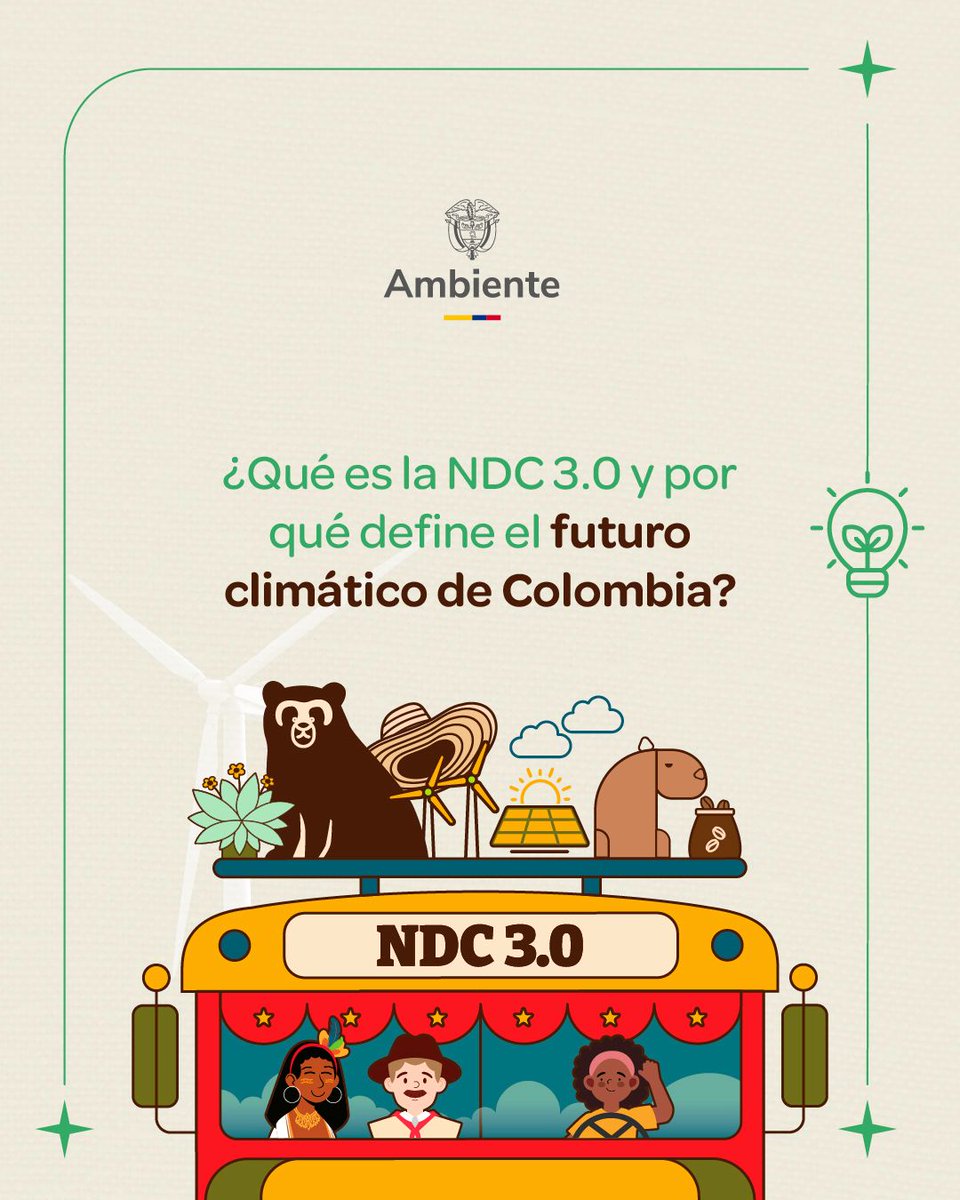 MinAmbienteCo's tweet photo. La NDC 3.0 es el compromiso climático de Colombia 🇨🇴 ante el mundo 🌍. Bajo el nombre “Transformaciones para la Vida”, esta actualización define cómo el país enfrentará la crisis climática poniendo en el centro el agua, la biodiversidad, los territorios y la justicia ambiental. Es una hoja de ruta para proteger la vida hoy y en el futuro. 🌱
#TransformacionesParaLaVida