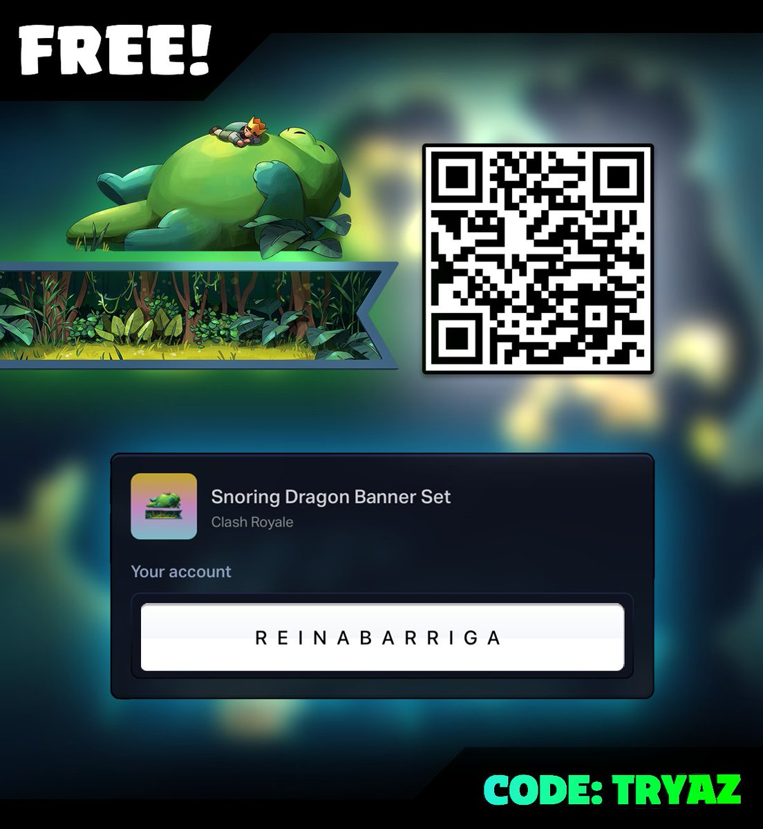 🔥NEW STORE CODE🔥

 Scan the QR-Code or use this link: store.supercell.com/clashroyale?bo…

☑️ Log in with your Supercell ID
☑️ Enter Code: FIREANDICE!!

Enjoy your gift 🎁