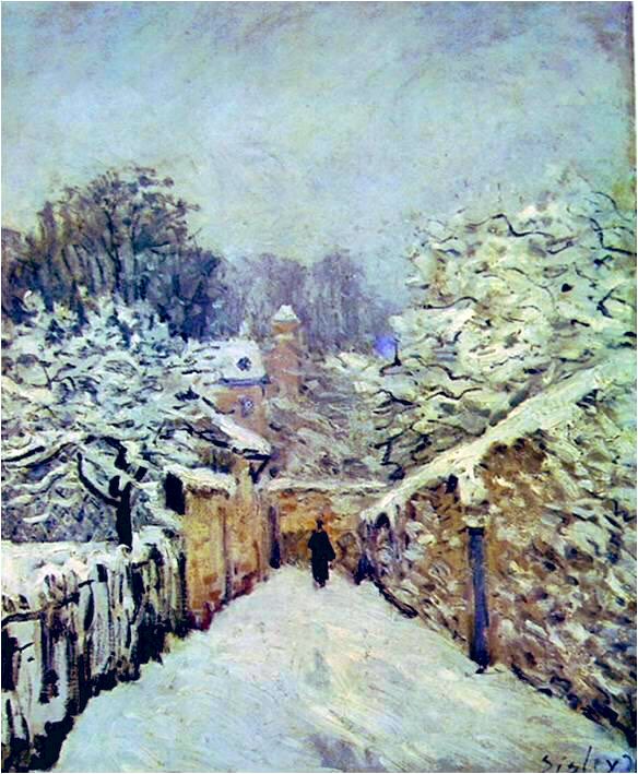 Alfred #SISLEY, "NEIGE À LOUVENCIENNES" 1878 #art #ArtLovers #niege #snow #winter #louvenciennes