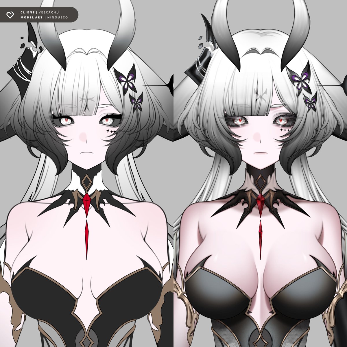 ninoueco's tweet image. a cutie moth vtuber 🤍
before &amp;amp; after!

#VeecaArt