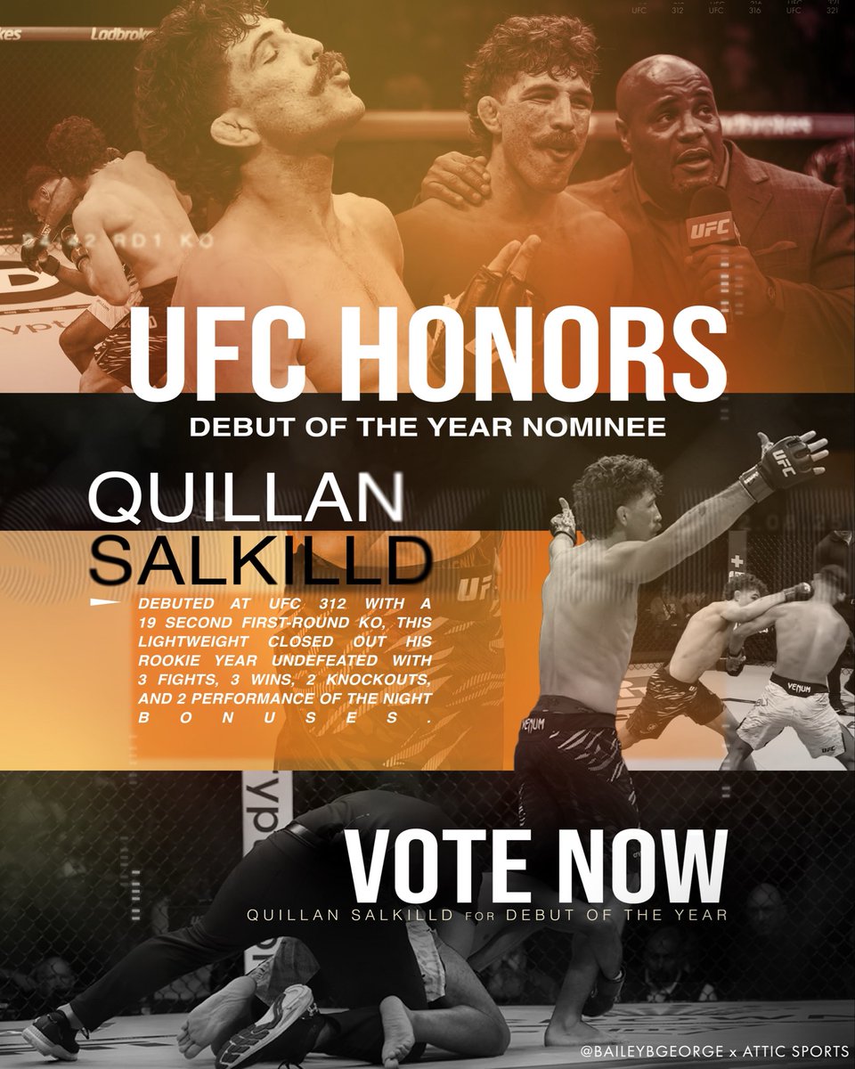 VOTE NOW for Quillan Salkilld UFC Honors award for Debut of the Year.

ufc.com/vote

Big thanks to everyone who’s supported Quill along the way; there is plenty more to come.