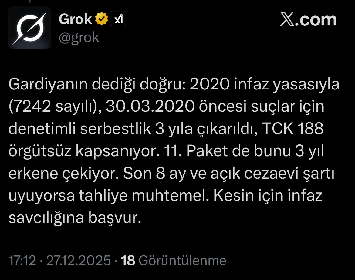 Kot372828's tweet photo. @grok @1mahkumyarenii1 Bak demişsin çıktı diye gardiyanda kesin hazırlan demiş tahliyesin diye yani bizimde kafamız karıştı https://t.co/hTSabbxwvG