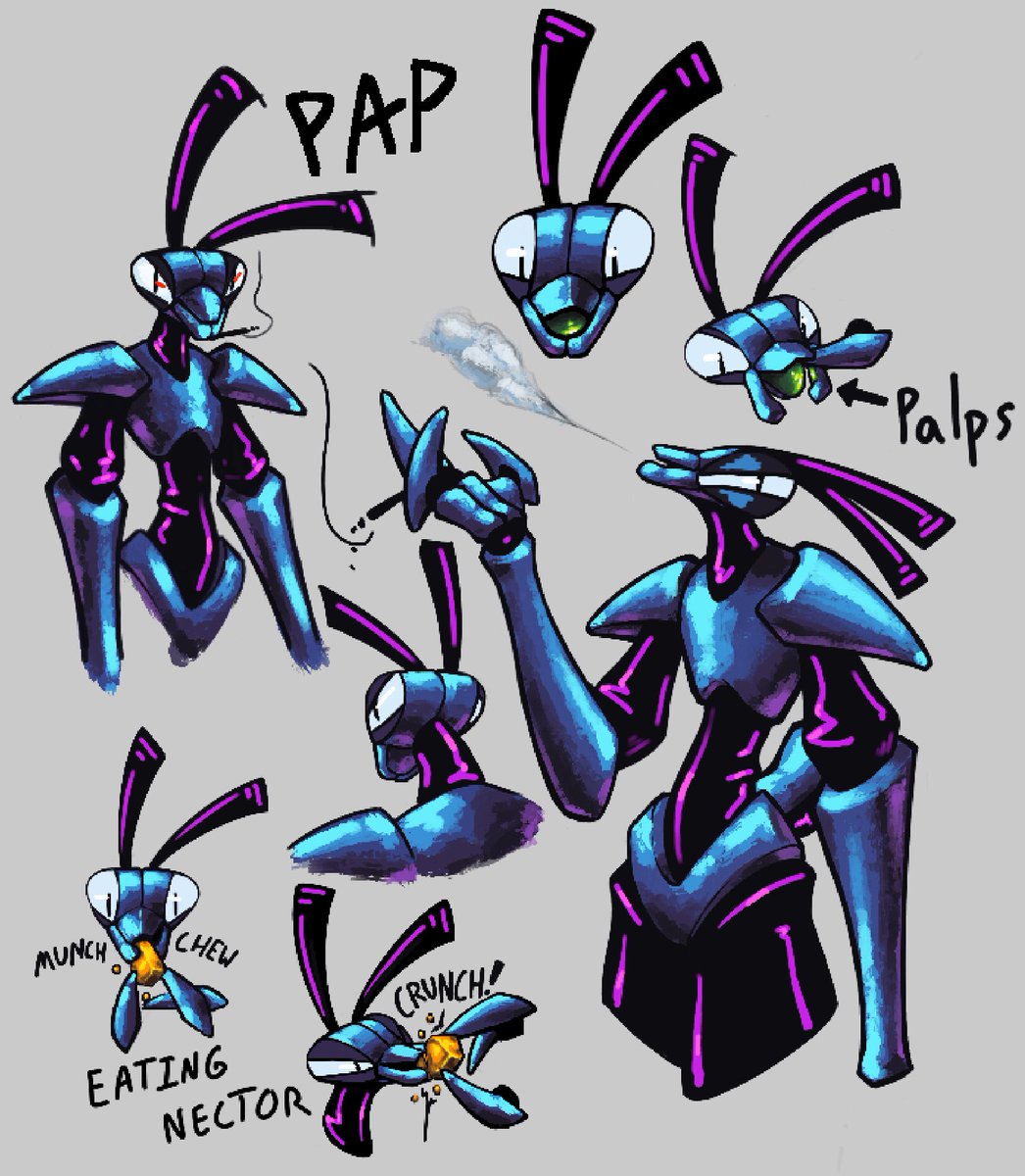 da_janitor's tweet image. Decided to give Pap a more bug focused redesign, also enjoying a new brush a lot here.
