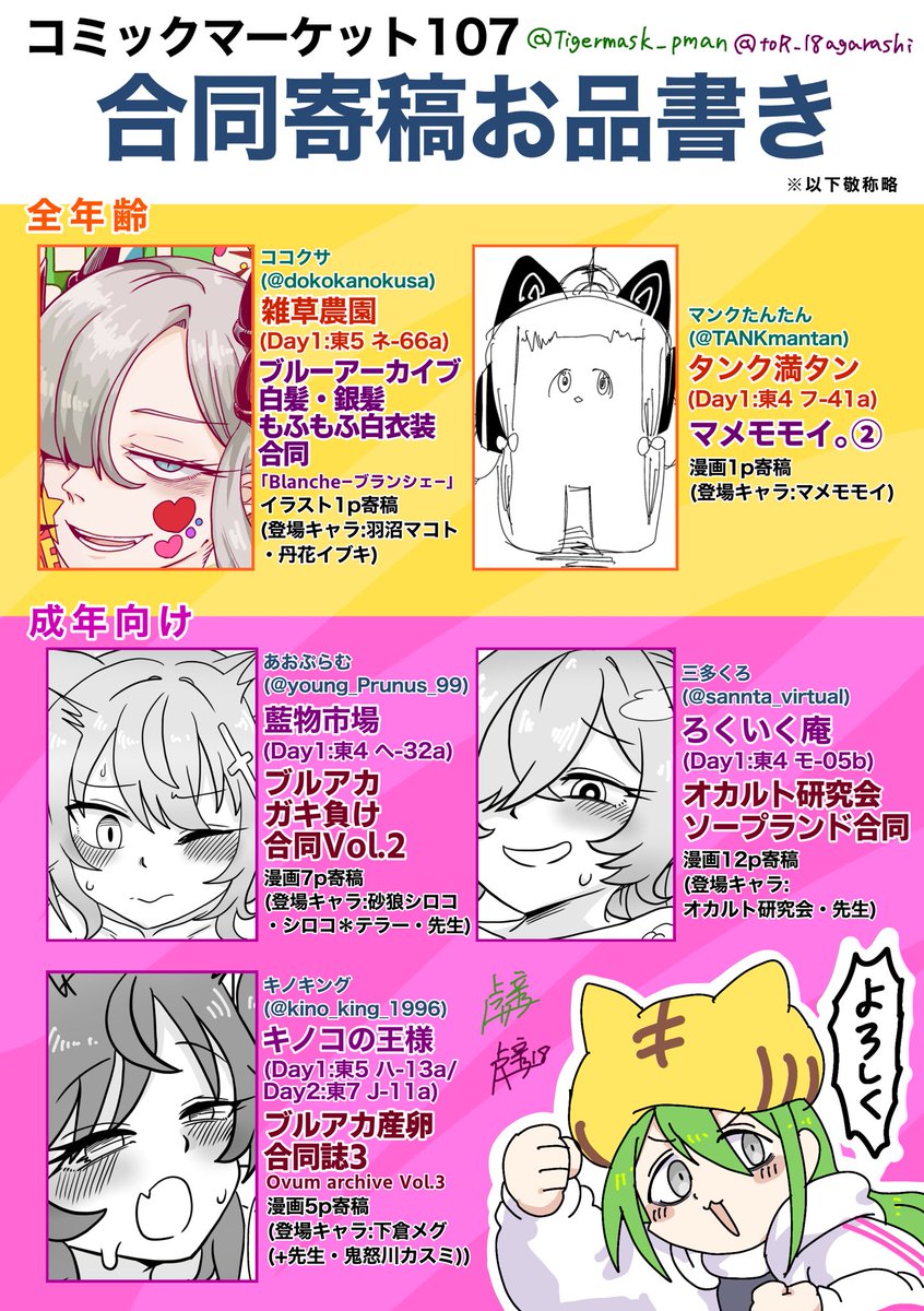 冬コミお品書き〜〜〜!!!
今回もサークル参加はしてないスけど、素敵合同誌&個人誌に寄稿いたしましたのでコッチの垢でも宣伝!!!!
当日は貴サークルまで!!!!!👇👇
#C107 