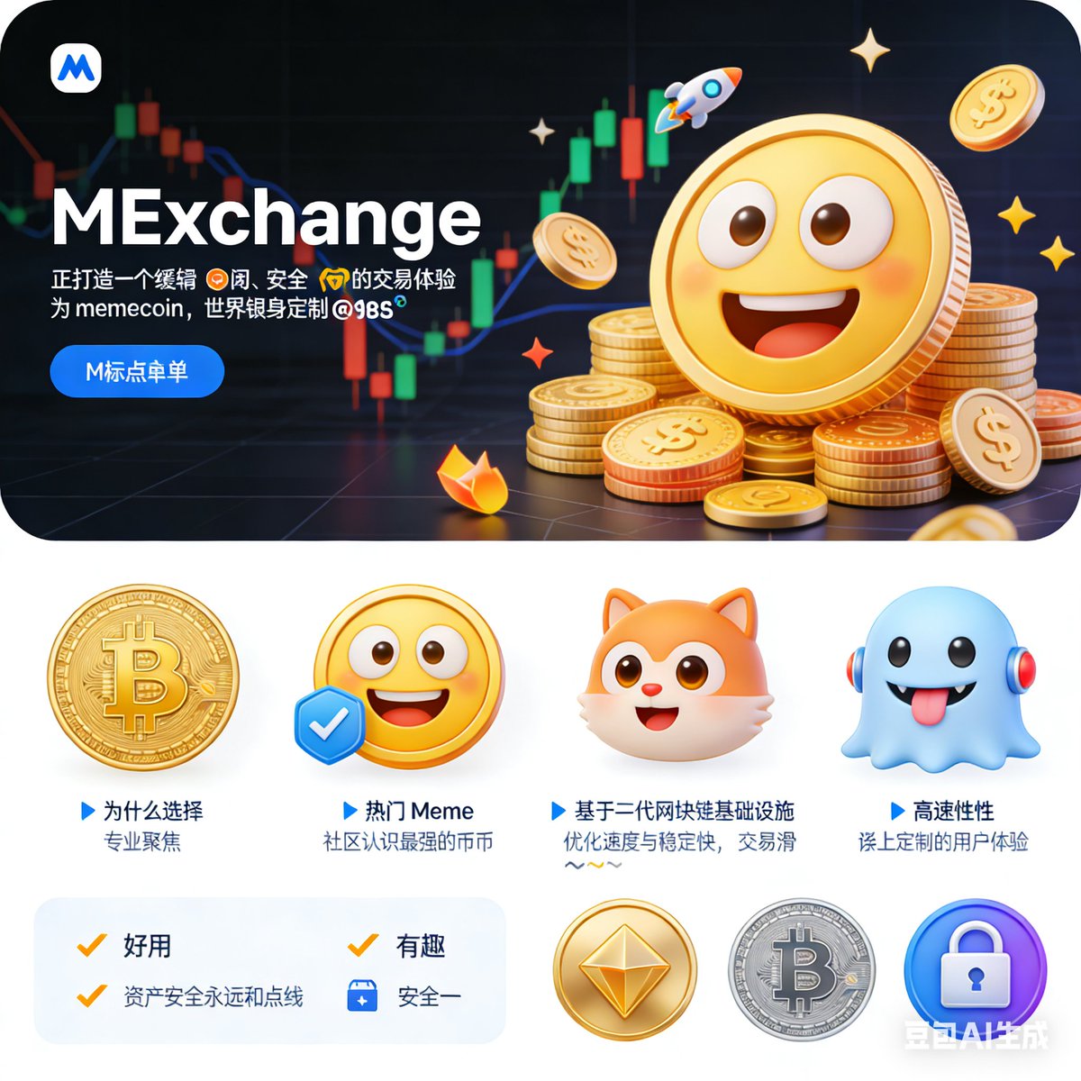 MemeMax @MemeMax_Fi 正在打造一个无缝🔄 且安全🔐 的交易体验， 专为memecoin 世界量身定制🐸🚀  在MExchange，始终相信： 表情包币不仅仅是市场趋势📈 它们代表的是区块链世界里，在线社区的创造力、共识与精神内核