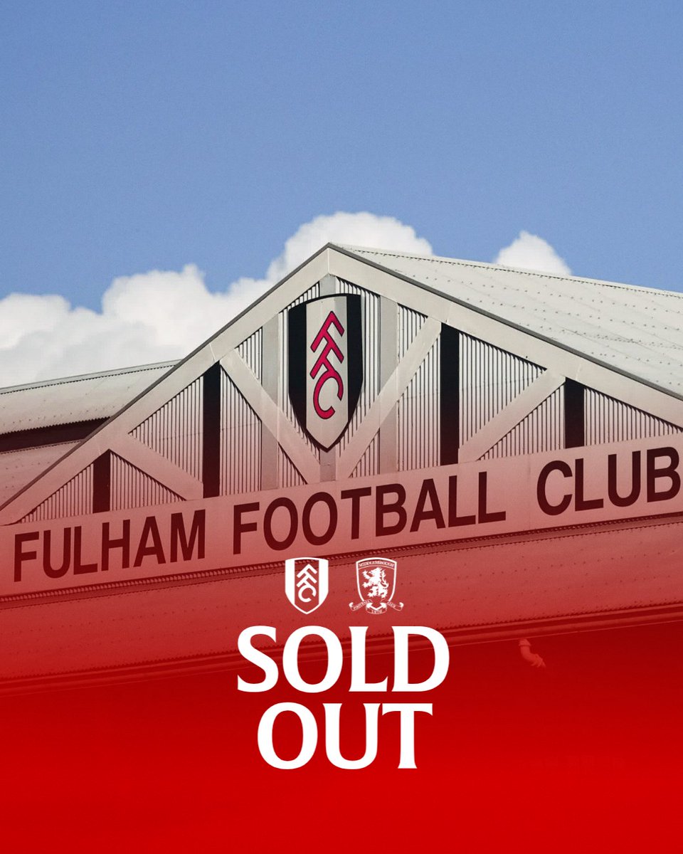 Boro's tweet image. Tickets for our Emirates FA Cup tie at Fulham have now sold out. 

Thanks for your incredible support 👏