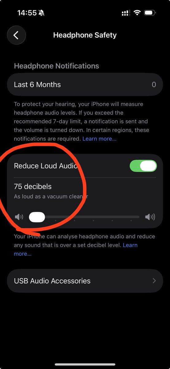 لهذا السبب احدد الصوت الاقصى الي بيطلع من السماعات ٧٥ ديسيبل وهي درجة صوت امنه للاذن