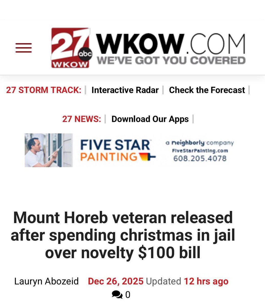 VickiMcKenna's tweet image. Christmas spirit at all time low at @KwikTrip, Mt Horeb PD and Dane Co DA’s office as 100% disabled Vietnam vet thrown in jail over Christmas—for accidentally using a Trump novelty bill to pay for scratch-off tickets.

No one in the chain of all of this exercised any…