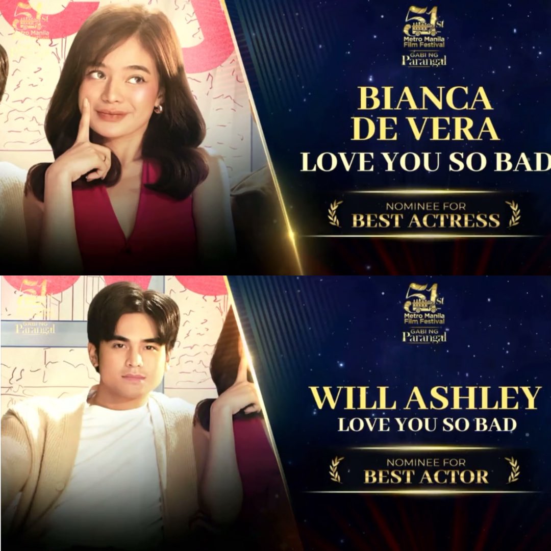 violarexdev's tweet photo. Being nominated for Best Actress and Best Actor at the 51st Metro Manila Film Festival, alongside some of the country’s finest performers, is already a beautiful achievement. 

To make it even more meaningful, this marks their very first leading roles in an MMFF film. To be recognized in the same space as these great actors and actresses speaks volumes about their craft, growth, and the impact of their performances. 

Congratulations, WillCa @willashley05 @biancadeveraa! This alone is a win worth celebrating. 🩷🩵

WILLCA RISING GenZ STAR
#MMFF51GabiNgParangal