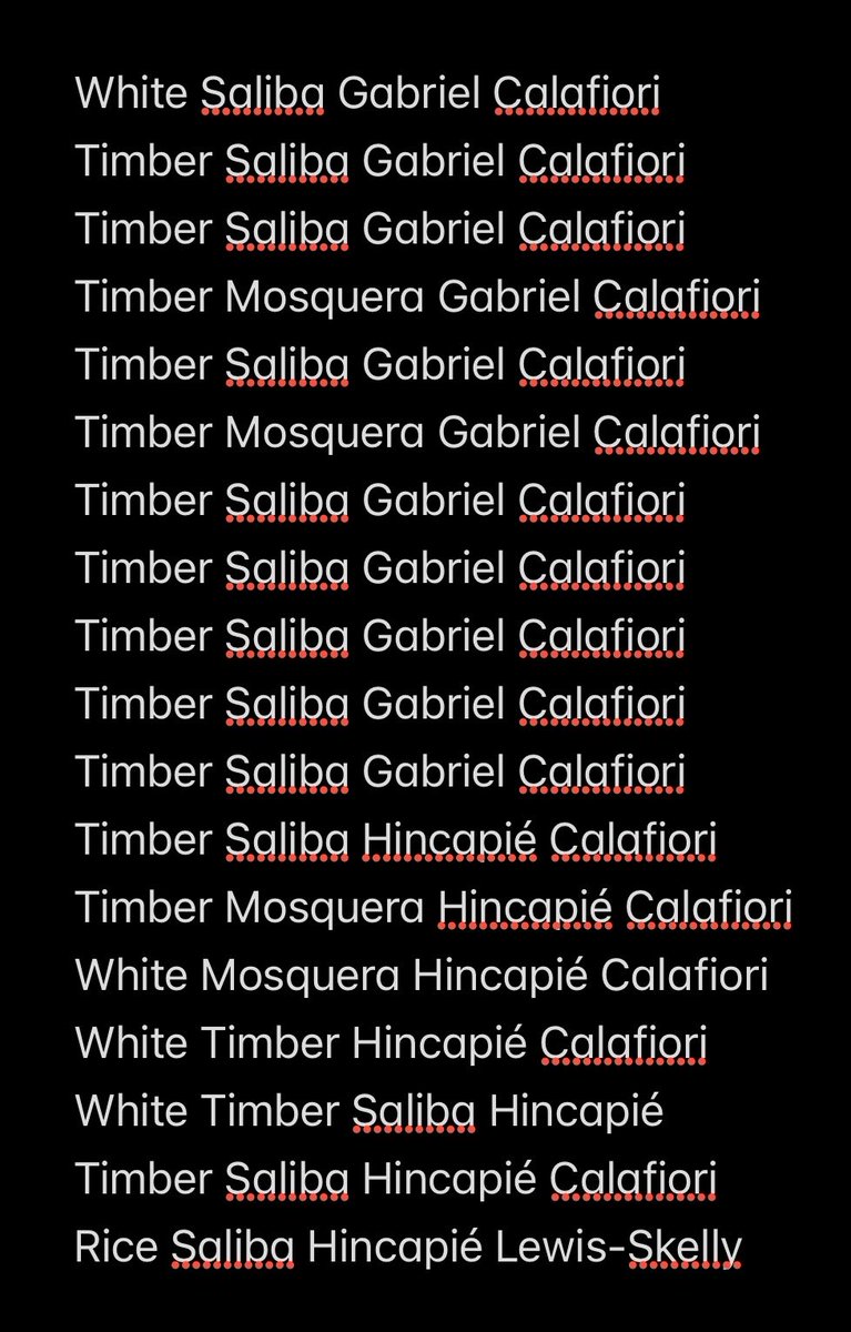 Starting back fours for Arsenal in the PL this season: