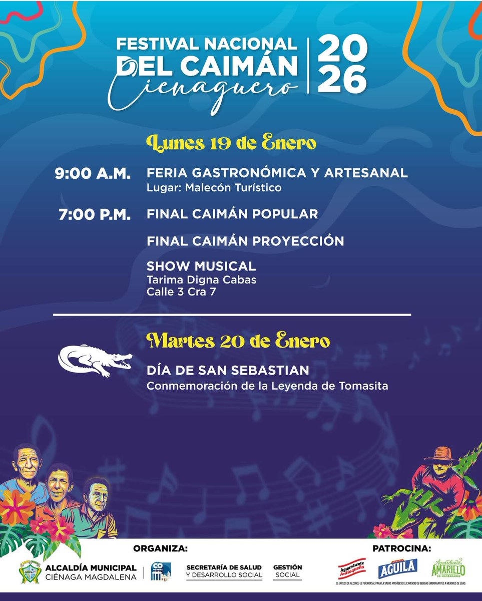 Huellas_Tv's tweet photo. Conoce la programación del Festival Nacional del Caimán Cienaguero para este 2026.

Agéndate, participa y disfruta de nuestras tradiciones 🐊🌟 

🎶¡Ay mijita linda dónde está tu hermana! 🎶
#CaimánCienaguero #Caimán2026
#huellastvciénaga #huellastvcultural https://t.co/3faV8RKbZ5
