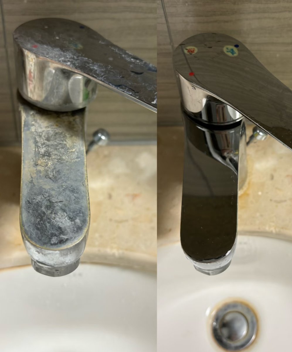 jiro_3_'s tweet image. 知らない人が多いですが、『 蛇口や鏡のくすみ汚れ  』は家にあるもので簡単にピカピカになります。ぼくも2年前にお掃除本舗ではたらいている友人に聞いて知ったのですが、今までは洗剤をつけてこすって落としていました。「簡単にピカピカ？」と思った人に知って欲しい、くすみ汚れを簡単な落とす…