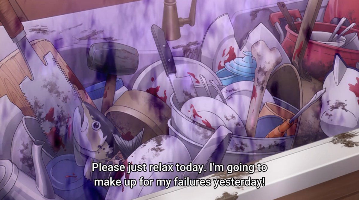 How does fish always get mixed up in the cooking process with yor😭