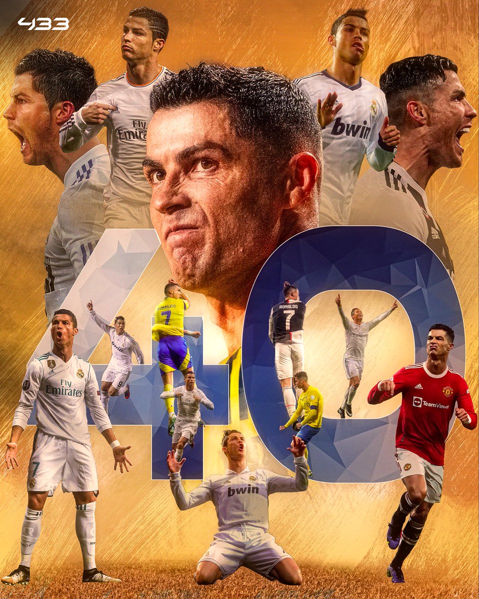 433's tweet image. 𝟒𝟎 𝐆𝐎𝐀𝐋𝐒 𝐀𝐓 𝟒𝟎 𝐘𝐄𝐀𝐑𝐒 𝐎𝐋𝐃 🍷

Cristiano Ronaldo has scored 40+ goals in 𝗙𝗢𝗨𝗥𝗧𝗘𝗘𝗡 different calendar years 🤯

⚽️ 2010 — 48 goals 
⚽️ 2011 — 60 goals
⚽️ 2012 — 63 goals
⚽️ 2013 — 69 goals
⚽️ 2014 — 61 goals
⚽️ 2015 — 57 goals
⚽️ 2016 — 55 goals
⚽️ 2017 —…