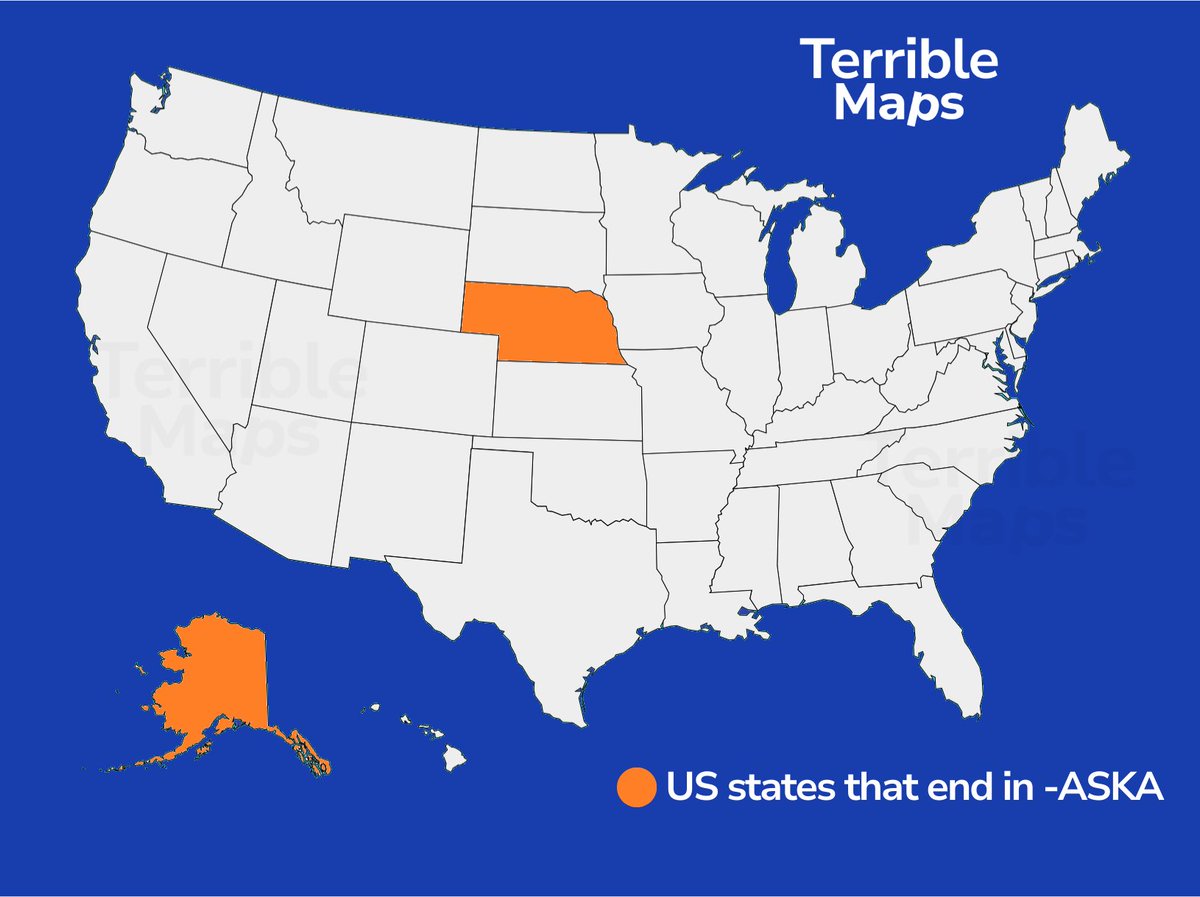 TerribleMaps's tweet image. US states that end in -aska