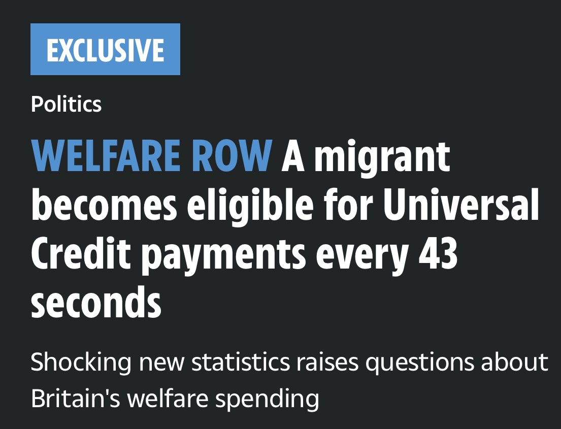 migrationCtrl's tweet image. 🚨Exclusive: A migrant qualifies for Universal Credit every 43 seconds.

Foreign nationals have received over £28bn in welfare since 2022. The situation is set to explode unless we scrap ILR.