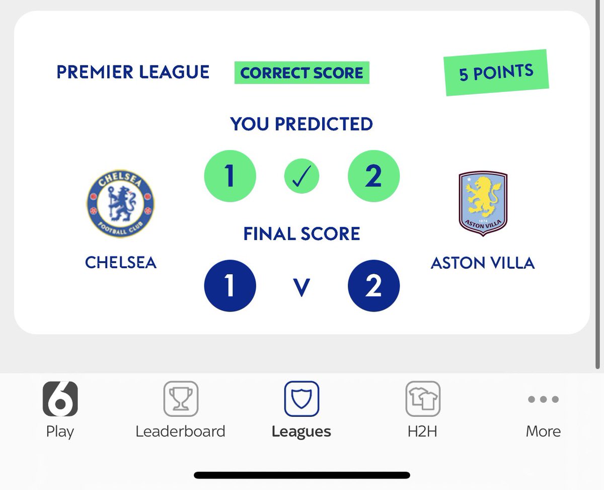 Cheers for the 5 points lads on super 6  🤩