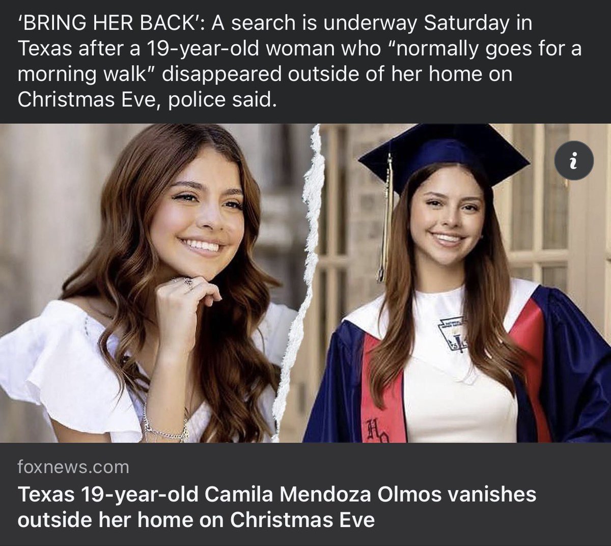 1OgOutlaw's tweet image. 19 year old Camila Olmos has gone missing from her home in San Antonio Texas on Christmas Eve.  ( Story in Comments)