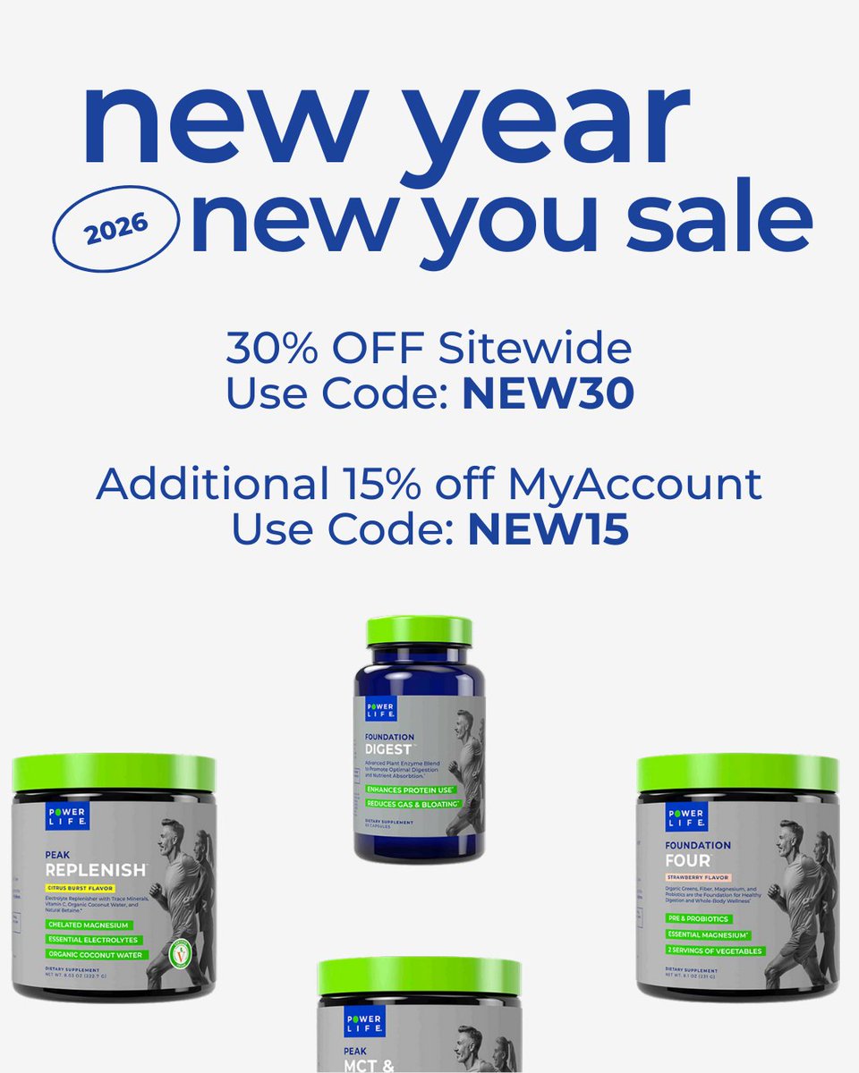 🚨 New Year, New You! 🚨
Don’t wait to feel amazing—start 2026 strong with Power Life.

Enjoy 30% OFF sitewide with code NEW30, PLUS MyAccount members get an additional 15% OFF with code NEW15!⚡️

Not a member but want to join? Visit the link below to become a member instantly!