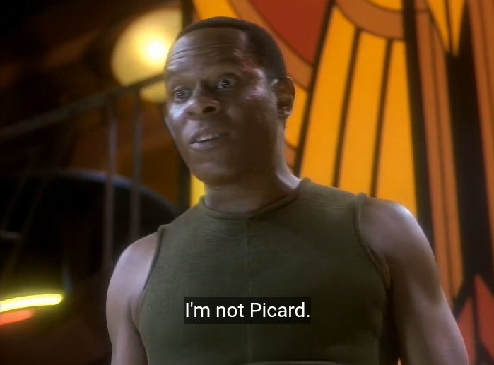 It's so funny watching someone not put up with Q's shit for once get his ass Sisko