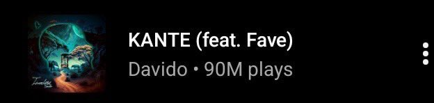 davidostat's tweet photo. Davido &amp; fave “Kante” has surpassed 90M on YouTube Music 

It has added 43M plays in 2025 alone (it’s biggest streaming year ever) https://t.co/f9qgC3c2GR