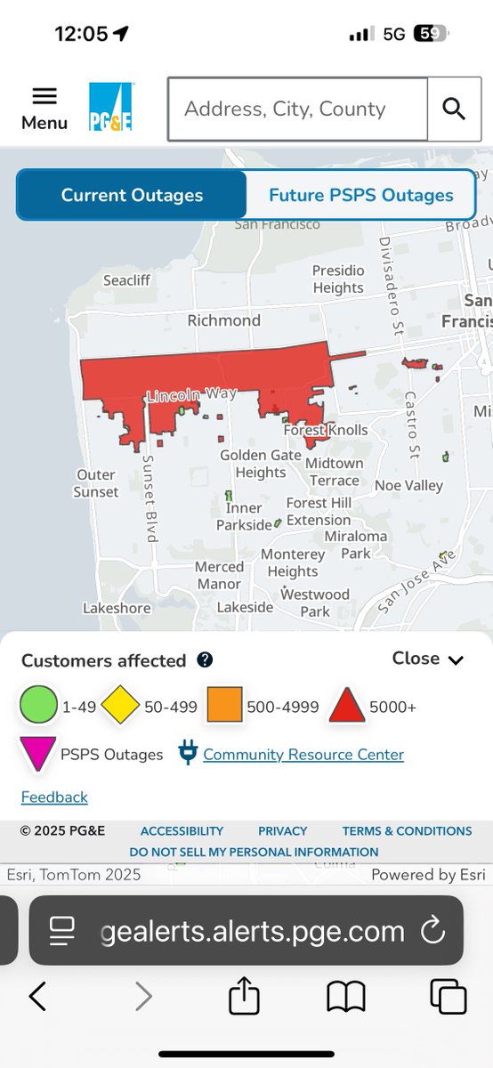 pcnotpc's tweet image. Power back on briefly 12 noon less than a minute. Dec 27, 2025 power outage since 11:15am #InnerSunset #Sunset #GGPark San Francisco