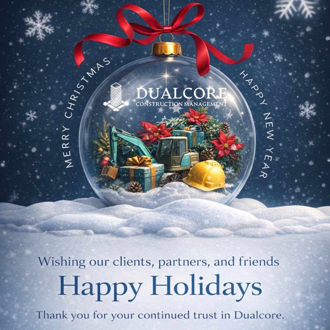 DualcoreCM's tweet photo. Season’s greetings from the entire Dualcore team. Thank you to our clients, partners, and friends for helping us build another great year together. Here’s to a happy, healthy, and busy 2026!

#DualcoreConstruction #NYCConstruction #ConstructionManagement #BuildNYC #HappyHolidays https://t.co/FtvDE1vhsb