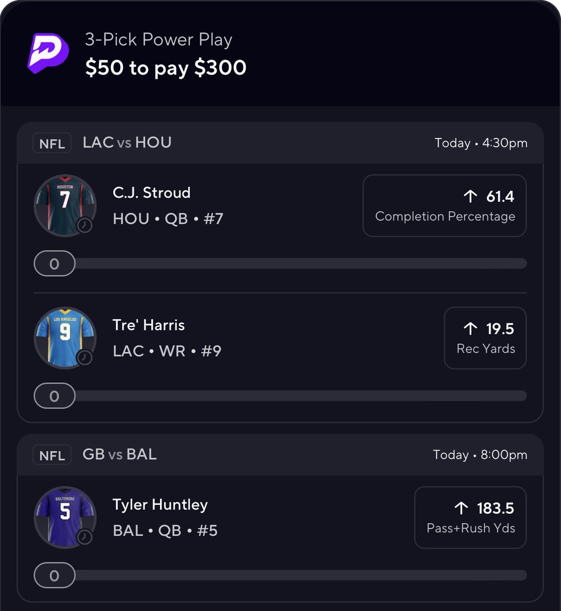 daily_gamble's tweet photo. 🏈NFL Saturday Picks 🏈
#NFLX #Prizepicks #NFL #FanDuel #NCAA #DraftKings #CFB26 #DFS #DSG ♻️ 
4️⃣ Pick PrizePicks #NFLPicks 
CJ Stroud ⬆️ 61.4 Pass %
Tre’ Harris ⬆️ 19.5 Rec Yrd
Tyler Huntley ⬆️ 183.5 Pass+Rush Yrd

https://t.co/49zRRU0MNy https://t.co/nC0jsfvzRV