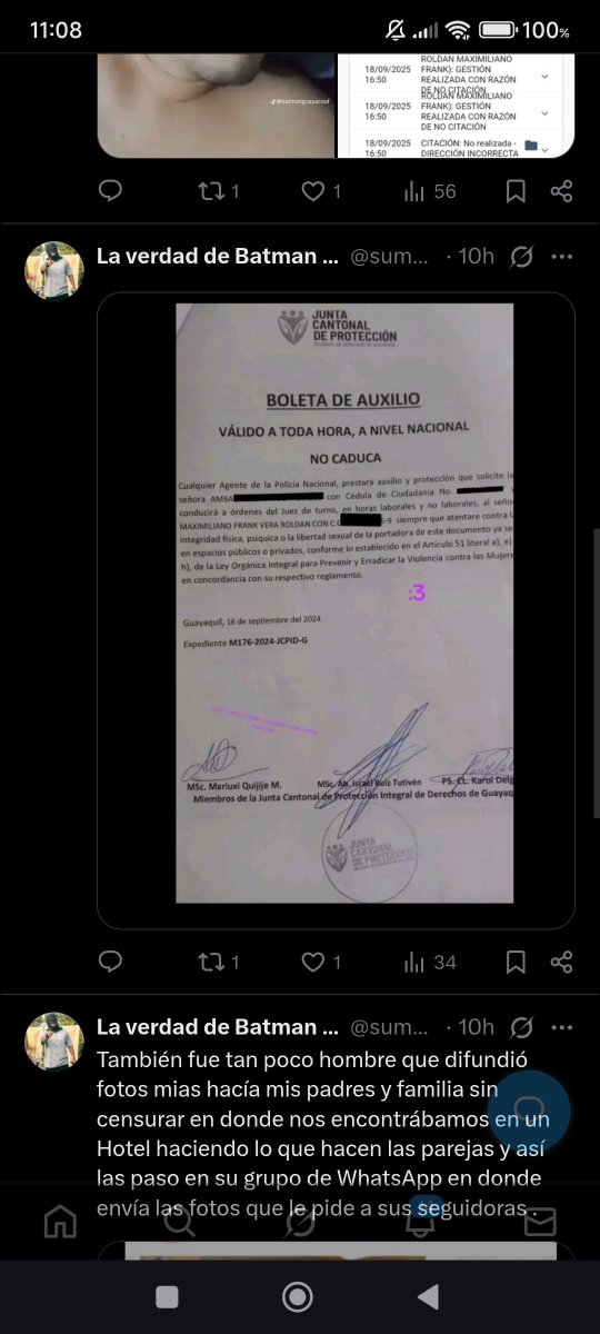 🚨 TENÍA QUE SER INFLUENCER CORREISTA: Así le responde el Ratman Guayaco a una mujer que hizo público presuntos abusos que habría recibido del Bruce Wayne ecuatoriano, con foto de boleta de auxilio incluida. Todo un "caballero" 🙃