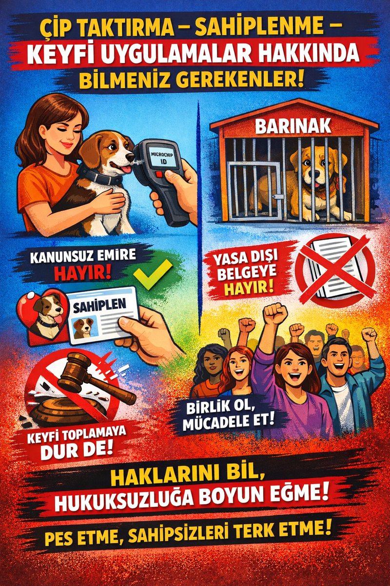 ÇİP TAKTIRMA SAHİPLENME VE KEYFİ UYGULAMALAR HAKKINDA BİLMENİZ GEREKENLER❗
🔹 Tüzel kişiler ve gerçek kişiler köpek sahiplenebilir.
İşyerinizde baktığınız köpeklere şirketiniz adına çip taktırabilirsiniz.
Bu köpekleri işyerinizin önü, içi, bahçesi, verandası gibi alanlarda⬇️
