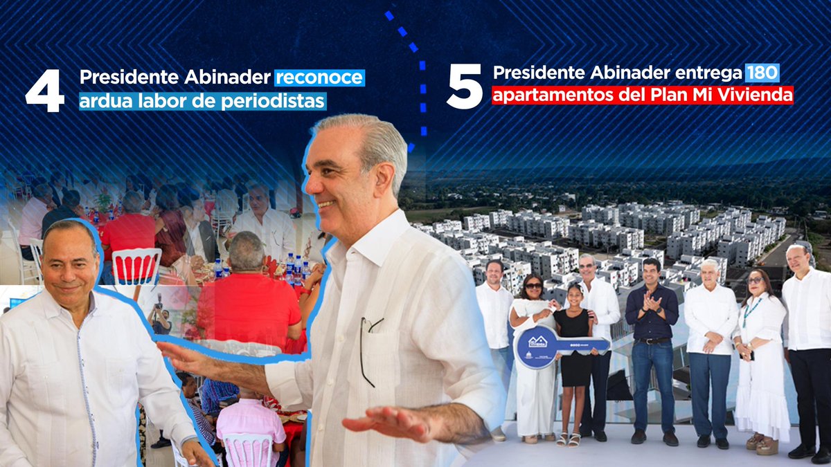 Presentamos un recuento de #5NoticiasDeLaSemana 🇩🇴

📊 Avances clave en salud, infraestructura, justicia y vivienda

🔗 Amplía en prensadelpresidente.gob.do