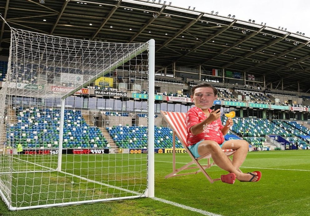 Big Andy Mills enjoying his day out at the National Stadium yesterday.