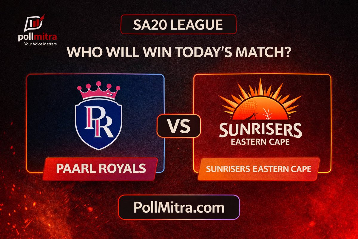 PollMitra_Off's tweet photo. 🔥 Who will win today’s SA20 League match?
🏏 Paarl Royals vs Sunrisers Eastern Cape

Make your prediction now! 👇
🗳️ https://t.co/GkoAS5bUap

Will PR dominate? Or will SEC chase it down?
#SA20 #PaarlRoyals #SunrisersEasternCape #CricketPoll #PollMitra https://t.co/eJ0tLbfJdy