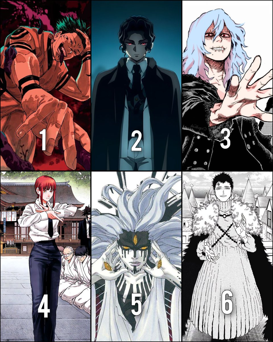 gearfornothing's tweet image. Objectively the top 6 new gen anime/manga villains